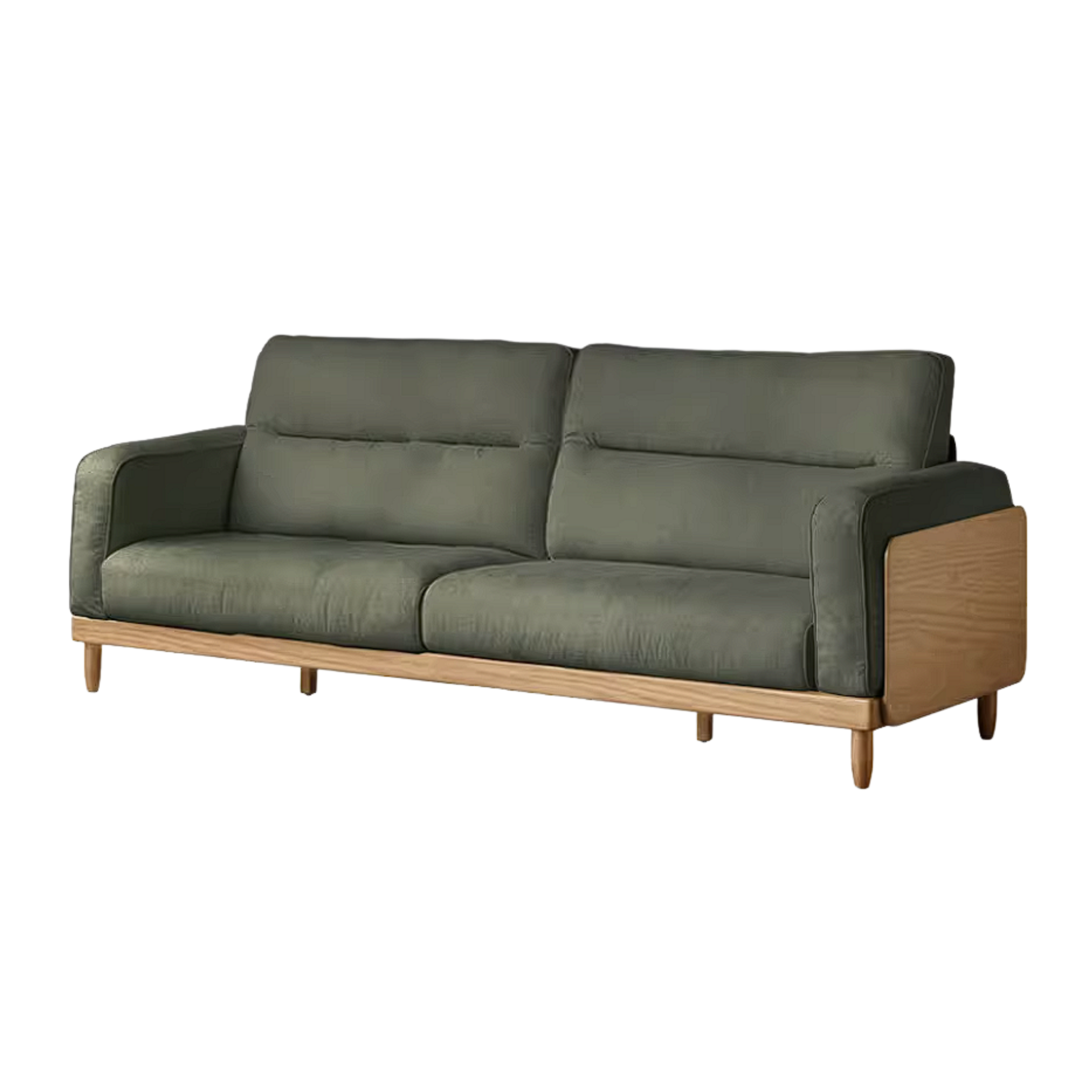 Oak, Ash Solid Wood Sofa with Exposed Wood Frame Arms