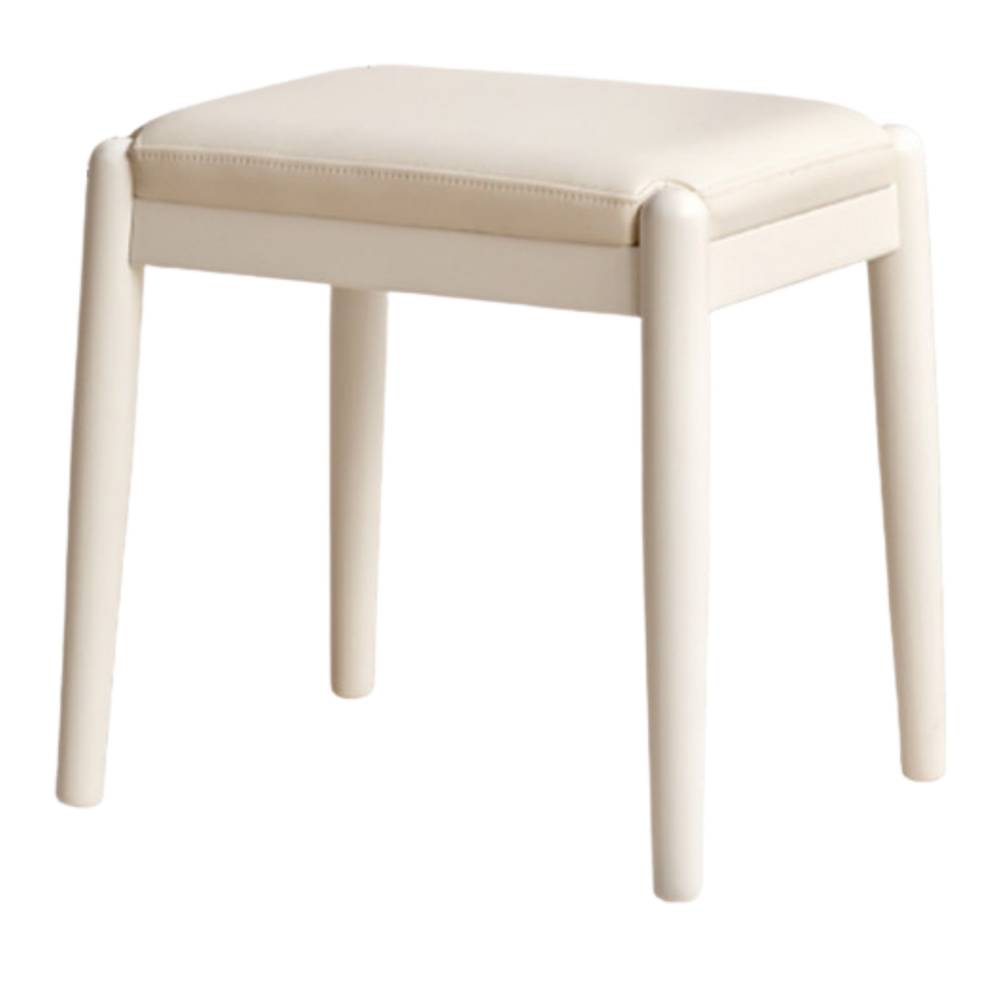 Birch Solid Wood, Solid Rubberwood Modern White Makeup Stool