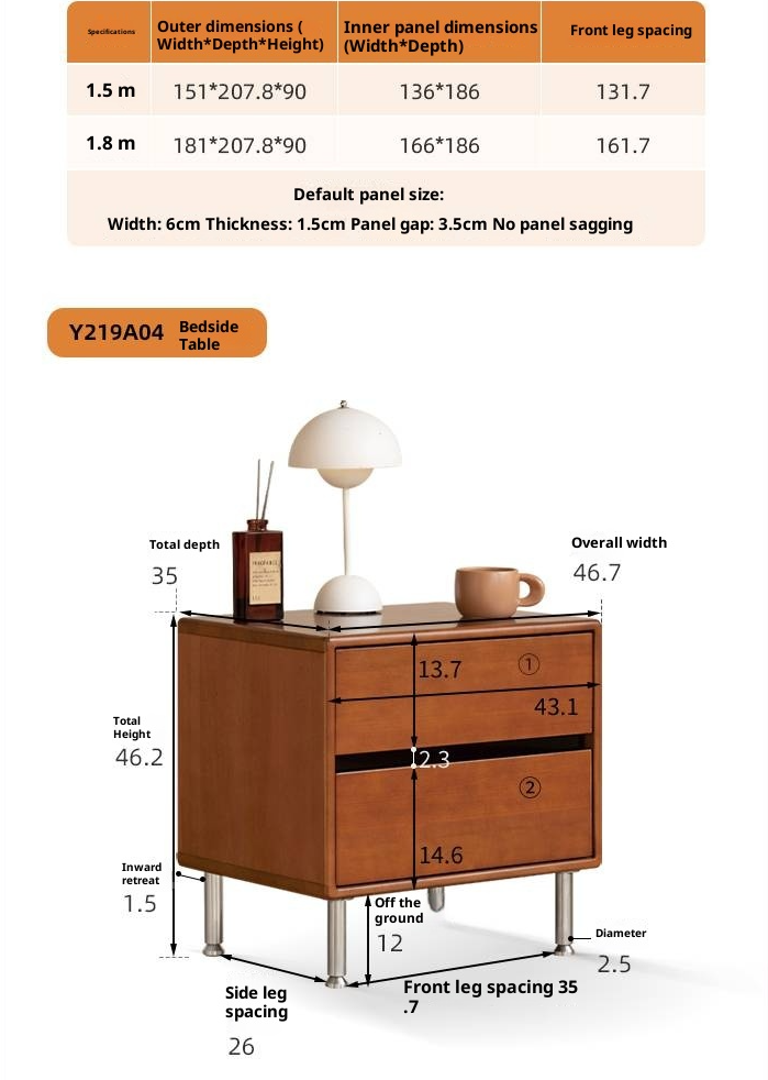 Poplar Solid Wood Bedroom Vintage Style Combination Set