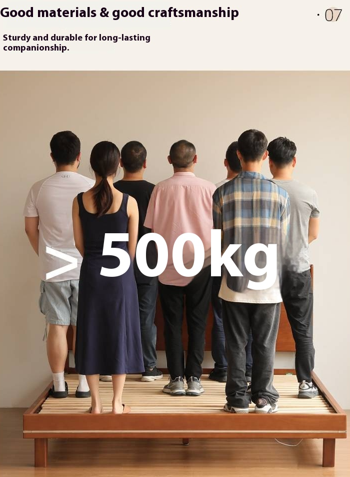 Poplar Solid Wood Bed — Bauhaus Style with Luminous Design