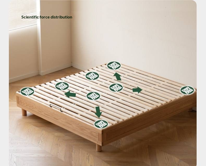 Oak Solid Wood Platform Bed — Headboard-Free, Drawer Storage, Simple Pull-Out Design