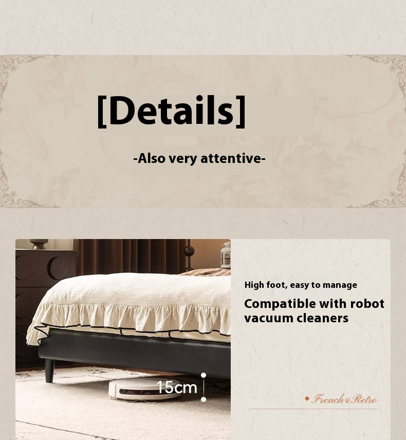 Leather Soft Bed French Retro Style