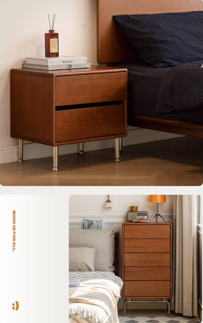 Poplar Solid Wood Bedroom Vintage Style Combination Set