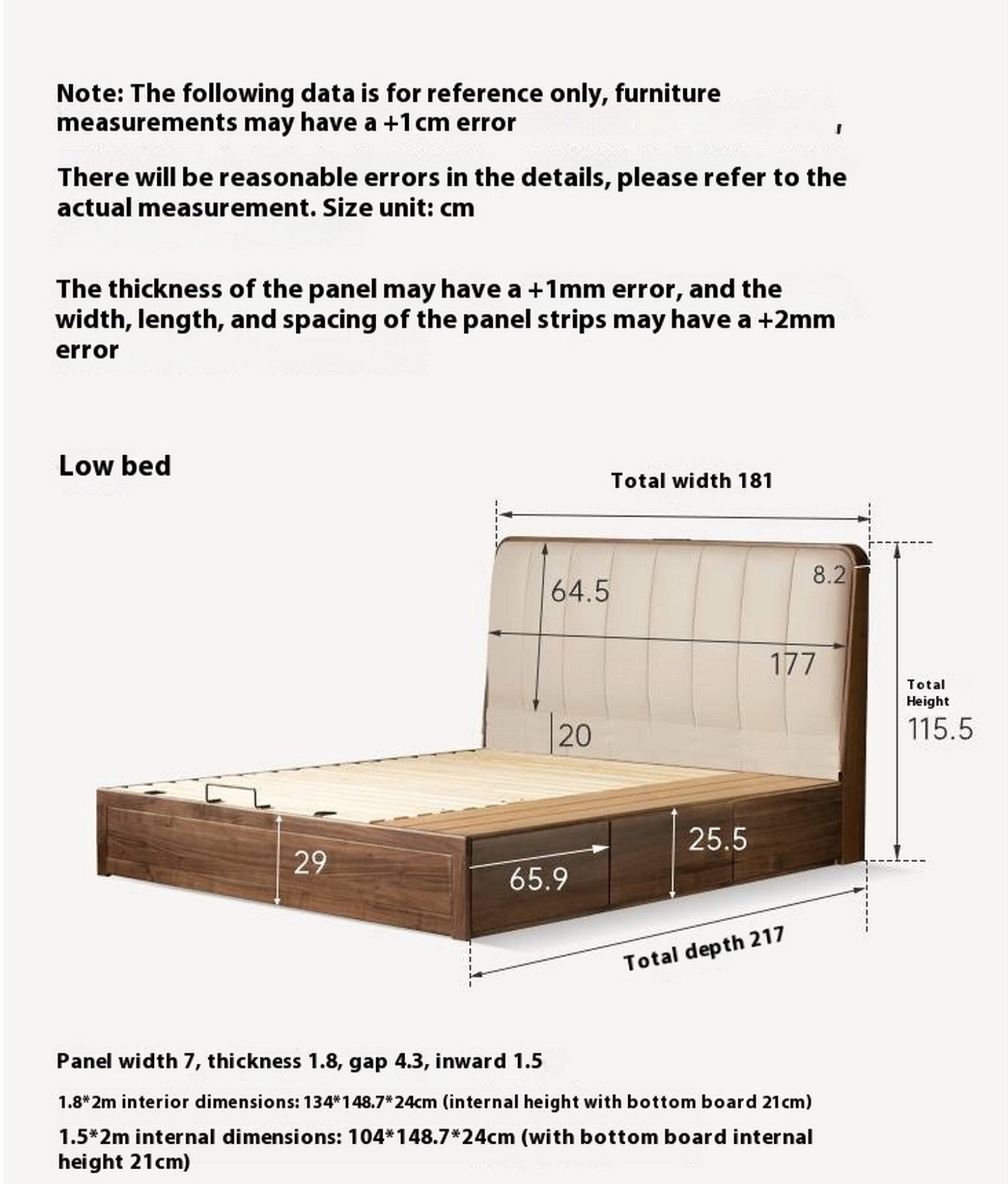 Black Walnut Solid Wood Italian Light Luxury Soft Bed