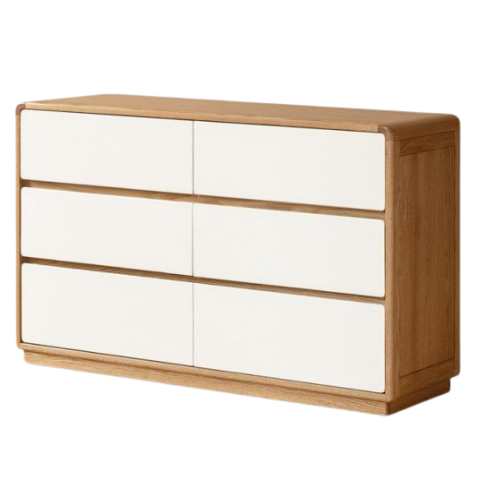 Oak Solid Wood Vanity Table & Storage Cabinet Set Cream Style