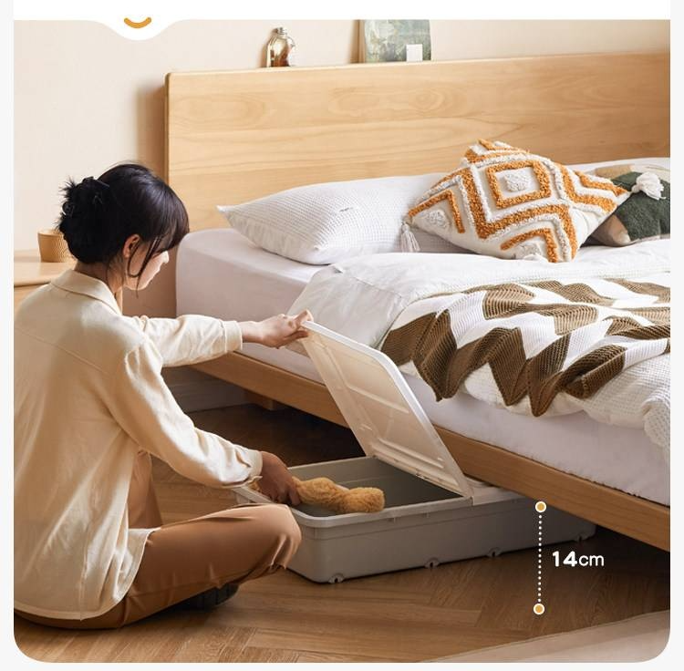 European Beech Solid Wood Bed — Nordic Minimalist Style