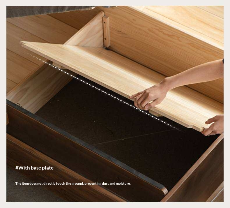Black Walnut Solid Wood Genuine Leather Lift-Up Storage Bed with Tufted Headboard and LED Floating Base