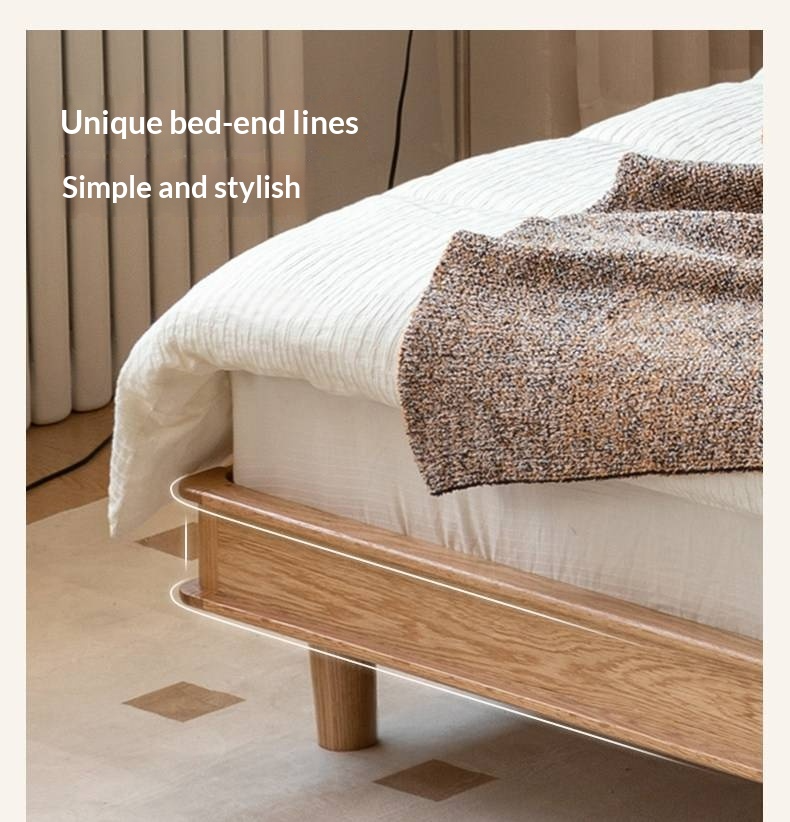 Oak Solid Wood Bed — Simple Style with Multifunctional Upholstered Design