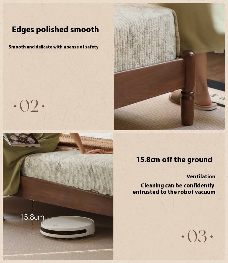 Poplar Solid Wood French Retro Bed