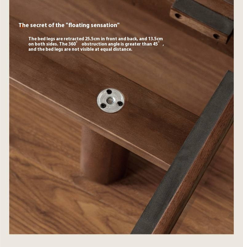 Teak solid wood Modern Simple Luminous Multifunctional Bed