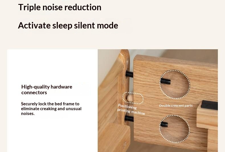 Oak Solid Wood Bed — Simple Style with Multifunctional Upholstered Design