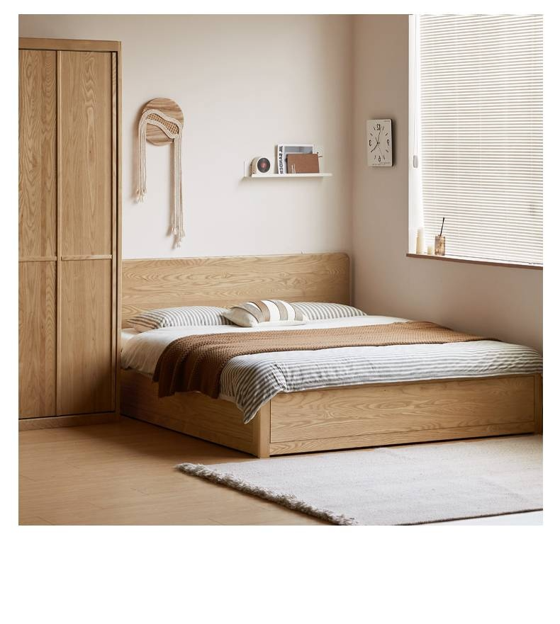 Ash Solid Wood Box Bed