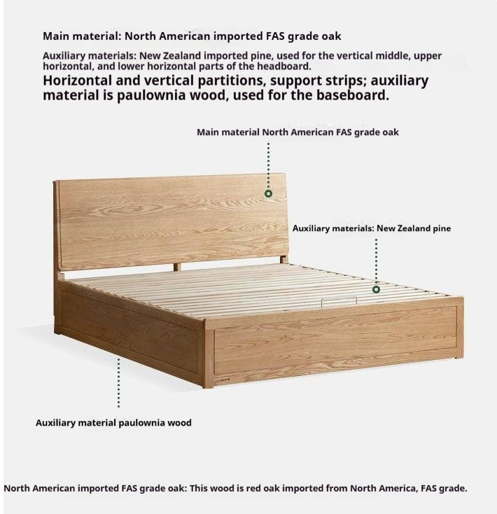 Oak Solid Wood Box Bed — Modern Minimalist Design