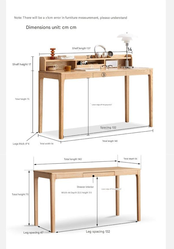 Oak Solid Wood Office Nordic Desk