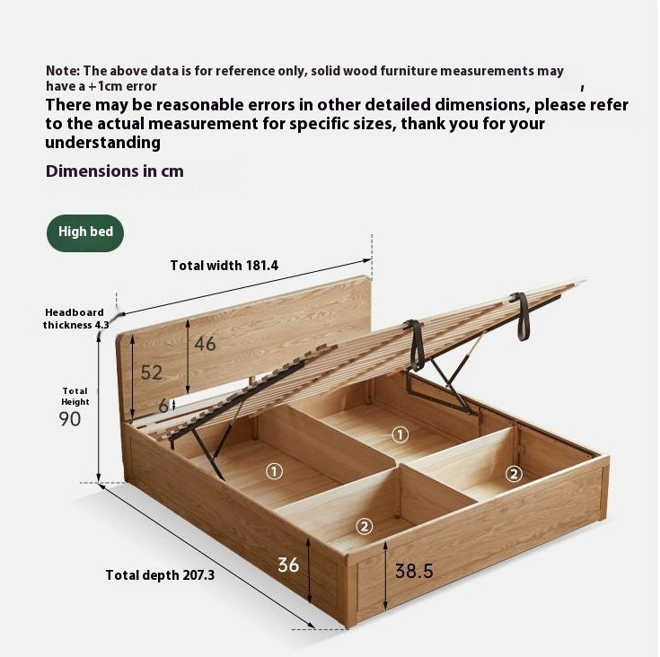 Ash Solid Wood Box Bed