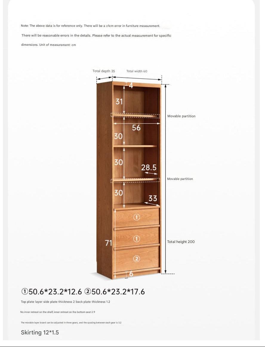 Cherry Solid Wood Glass Door Bookcase