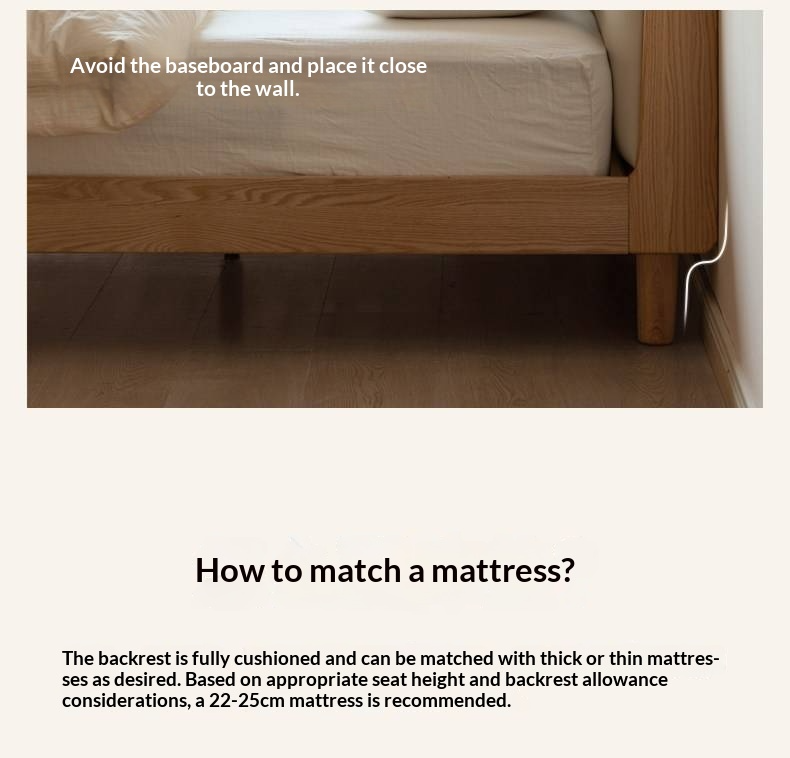 Oak Solid Wood Bed — Simple Style with Multifunctional Upholstered Design