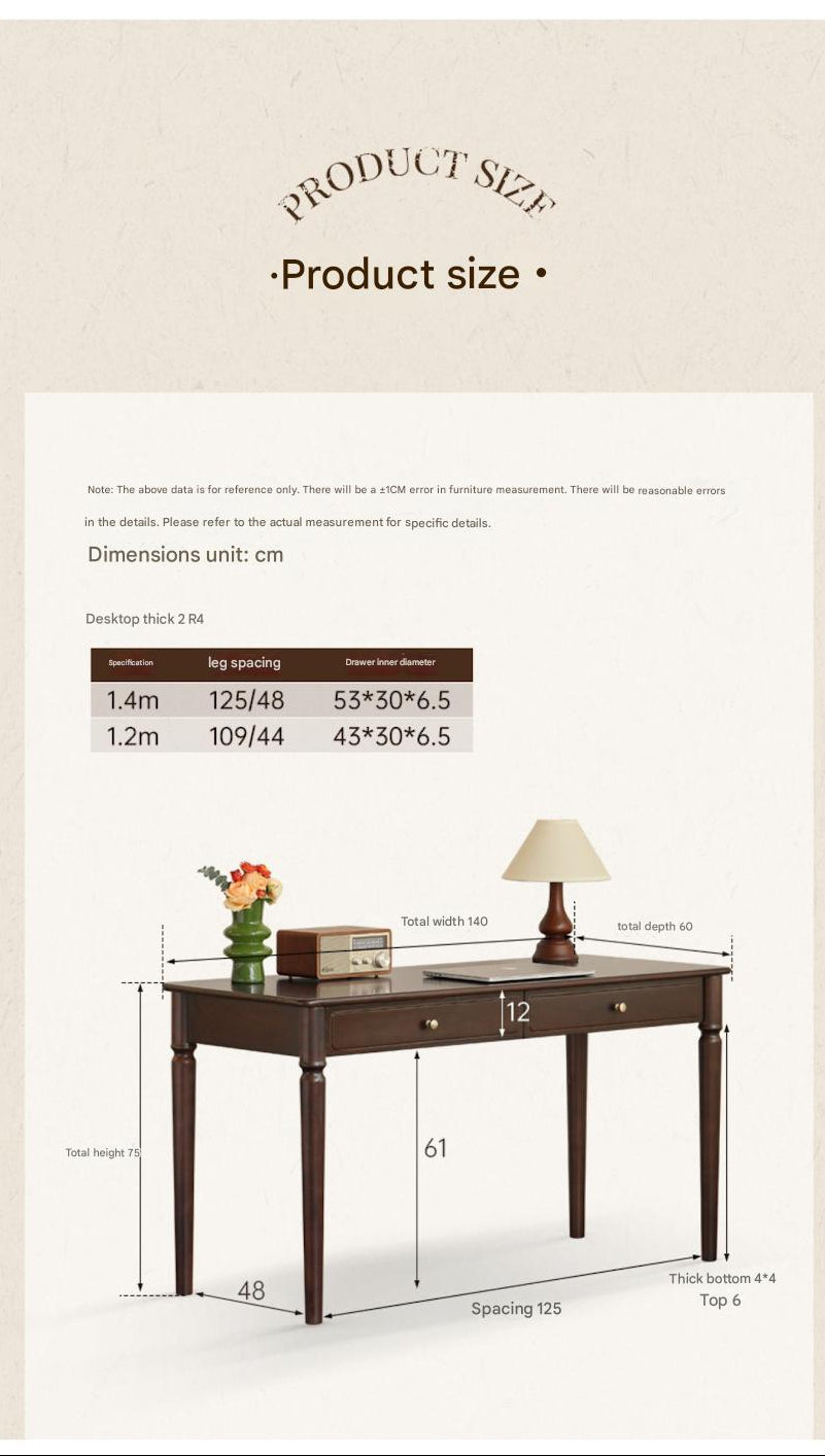 Black Walnut, Poplar Solid Wood American Retro Desk
