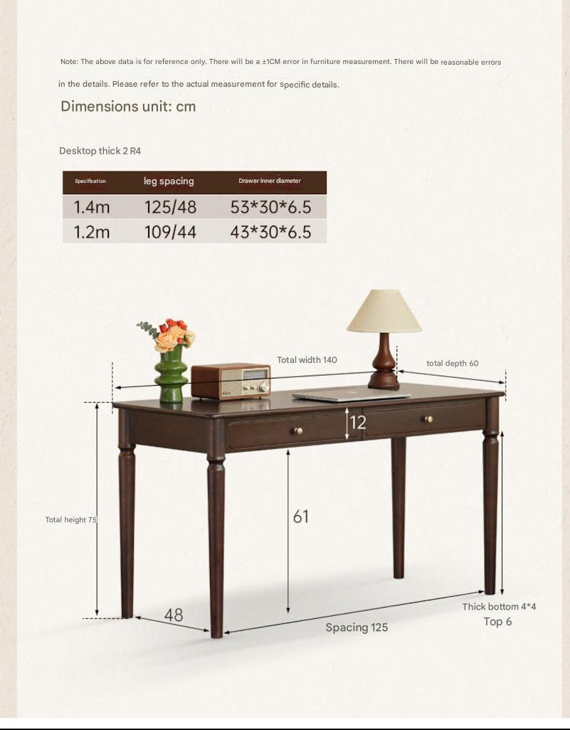 Poplar Solid Wood American Retro Desk