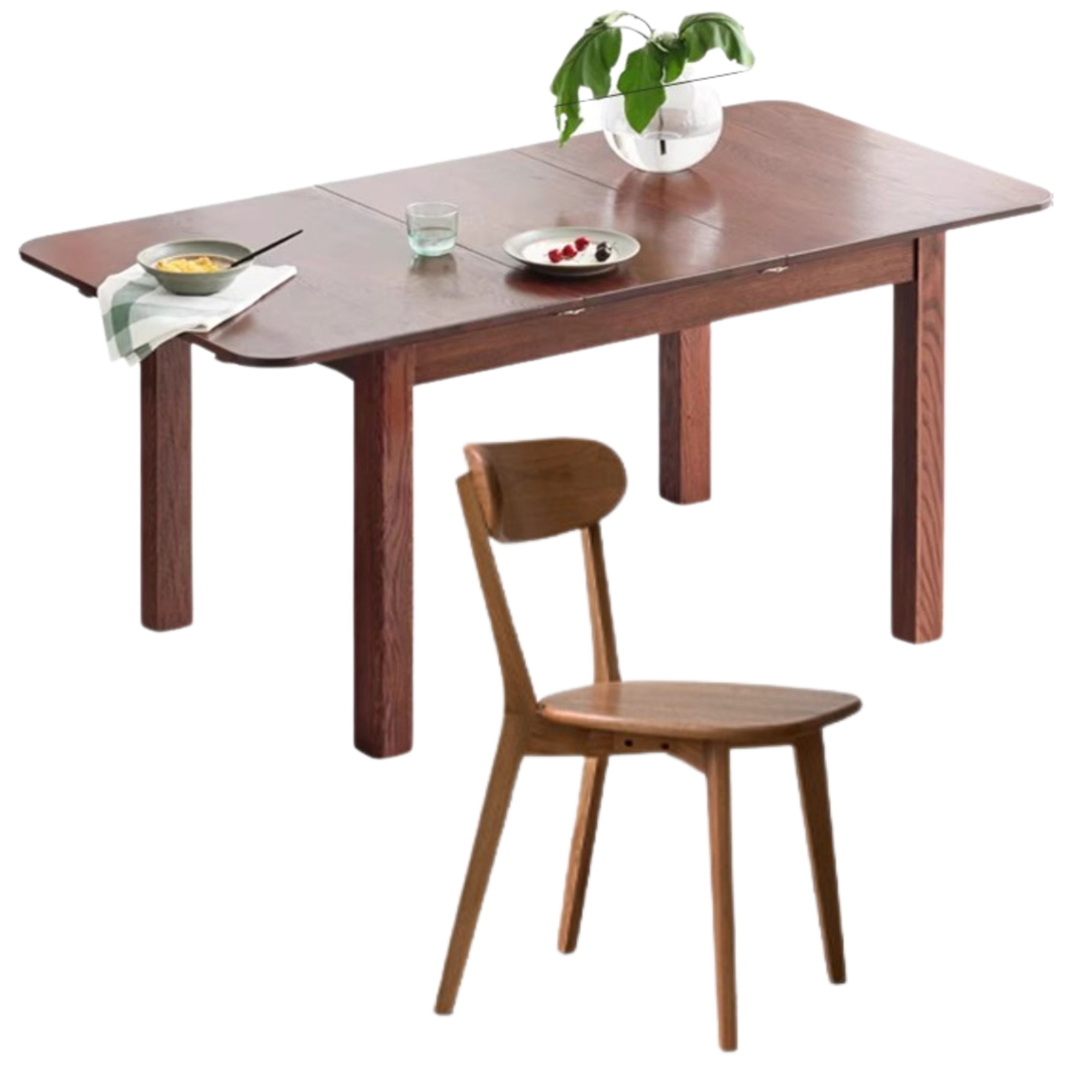 Oak Solid Wood Telescopic Folding Dining Table