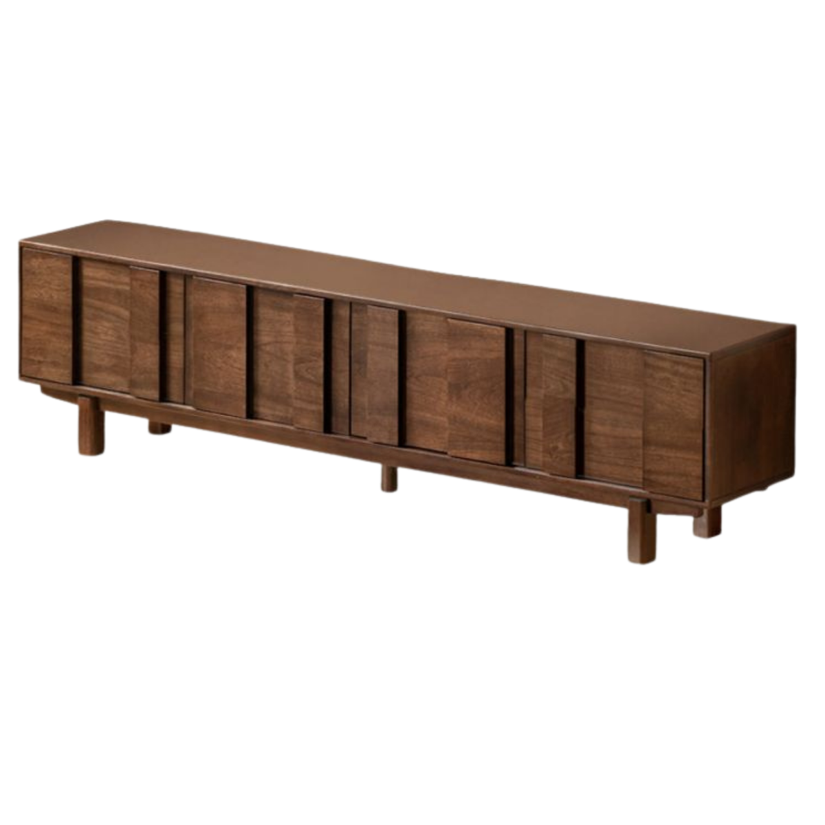 Sandalwood Solid Wood Fluted TV Console with Recessed Handles