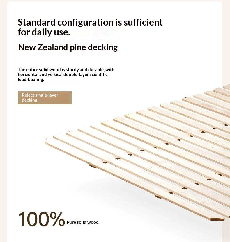 Oak Solid Wood Bed — Simple Style with Multifunctional Upholstered Design