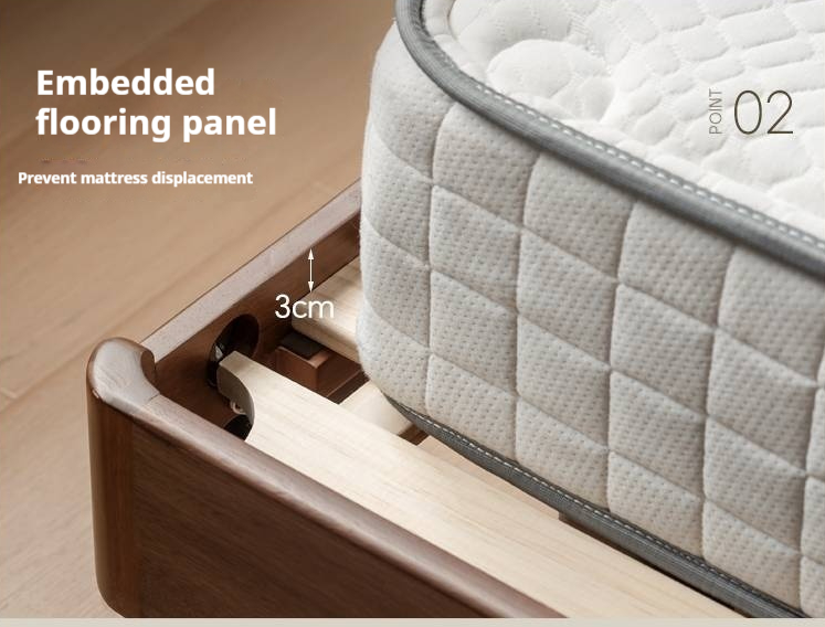 Black Walnut Solid Wood Luxury Leather With Light Bed