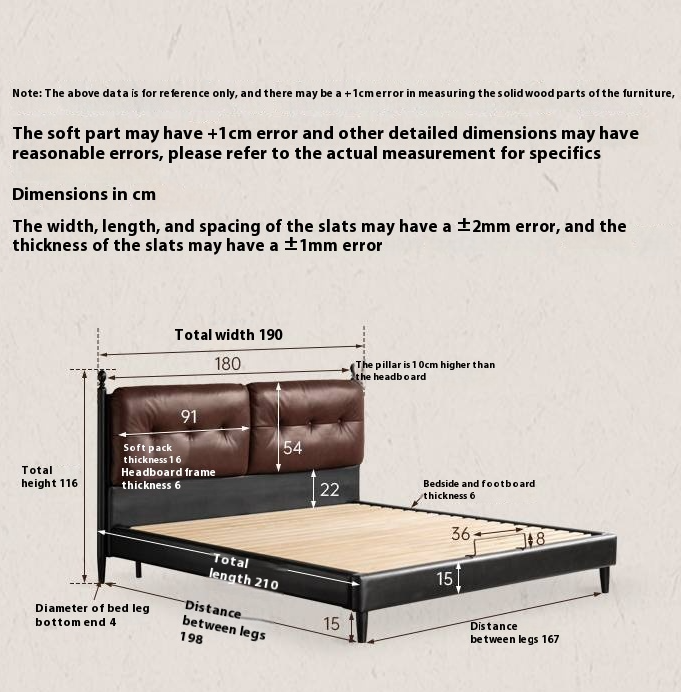 Leather Soft Bed French Retro Style
