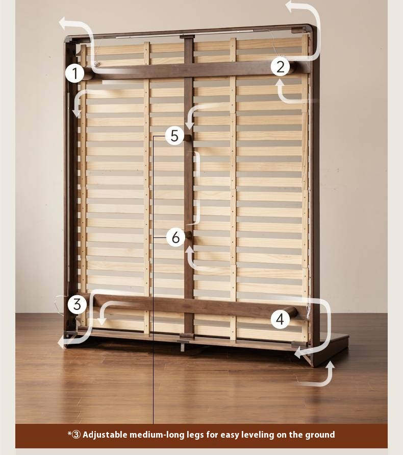 Teak solid wood Modern Simple Luminous Multifunctional Bed