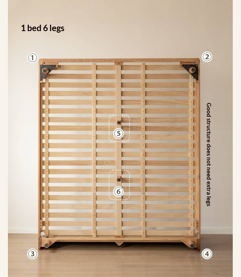 Oak Solid Wood Bed — Simple Style with Multifunctional Upholstered Design