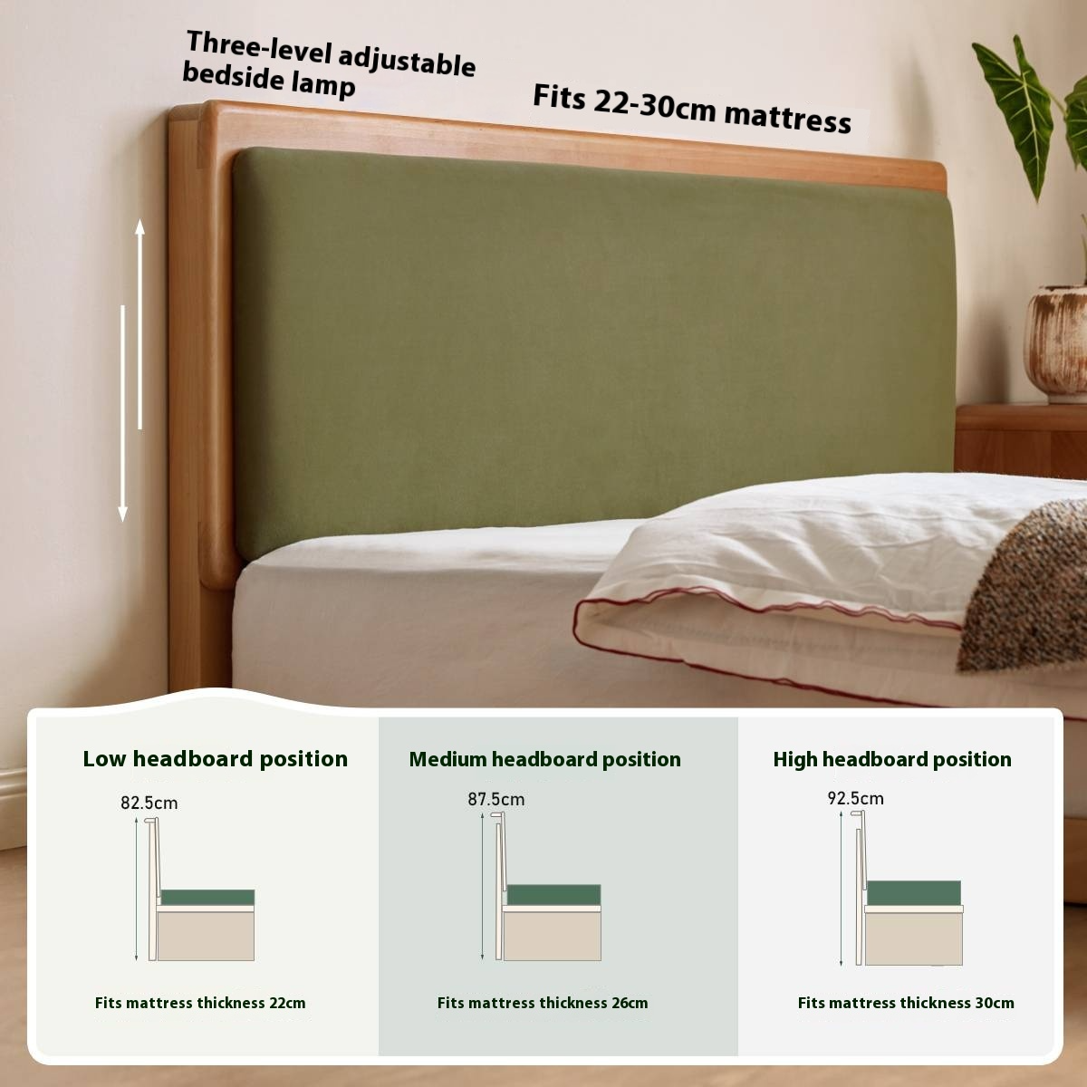 Beech Solid Wood Bed – Platform Bed with Soft Upholstery
