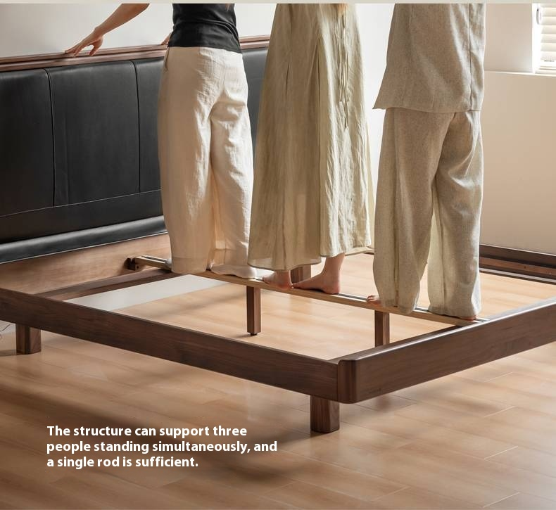 Black Walnut Solid Wood Luxury Leather with Light Bed