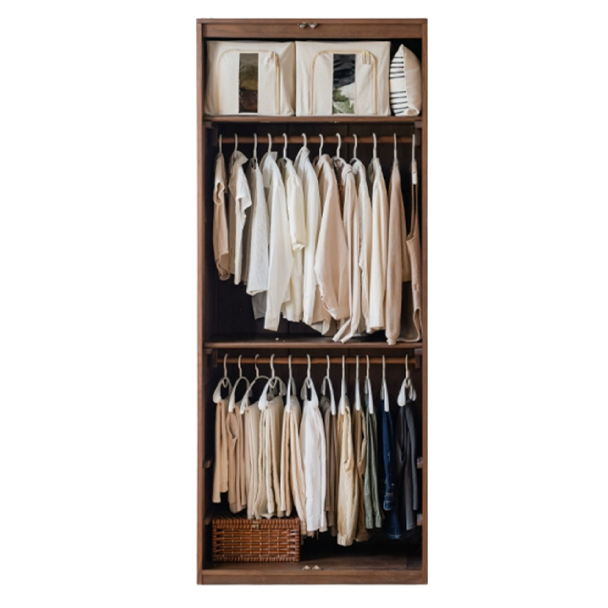 Black Walnut Solid Wood French Retro Wardrobe.