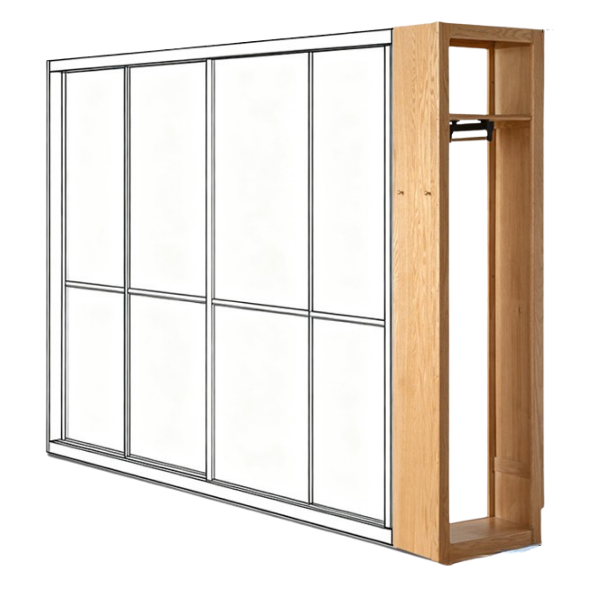 Oak Solid Wood Modern Corner Wardrobe