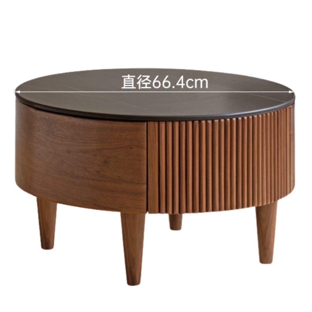 Black Walnut, Ash Solid Wood Combination Rock Plate Coffee Table