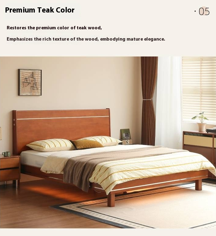 Poplar Solid Wood Bed — Bauhaus Style with Luminous Design