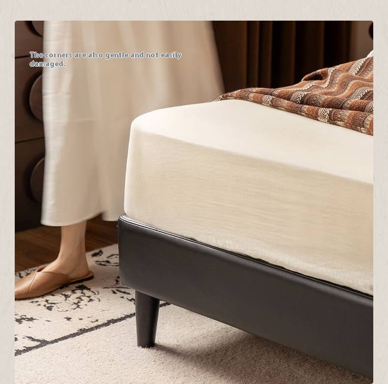 Leather Soft Bed French Retro Style