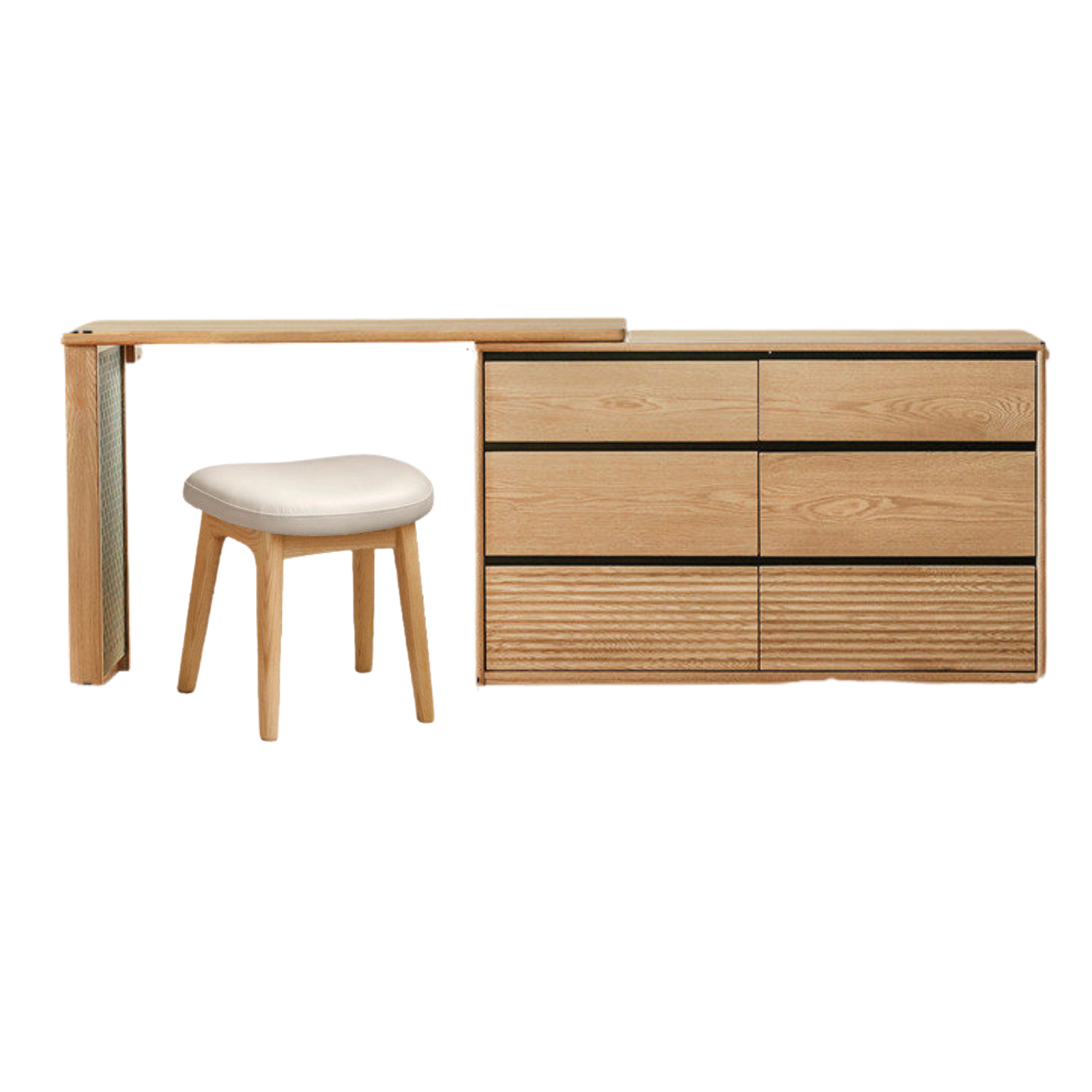 Oak, Ash Solid Wood Modern Telescopic Vanity Table.