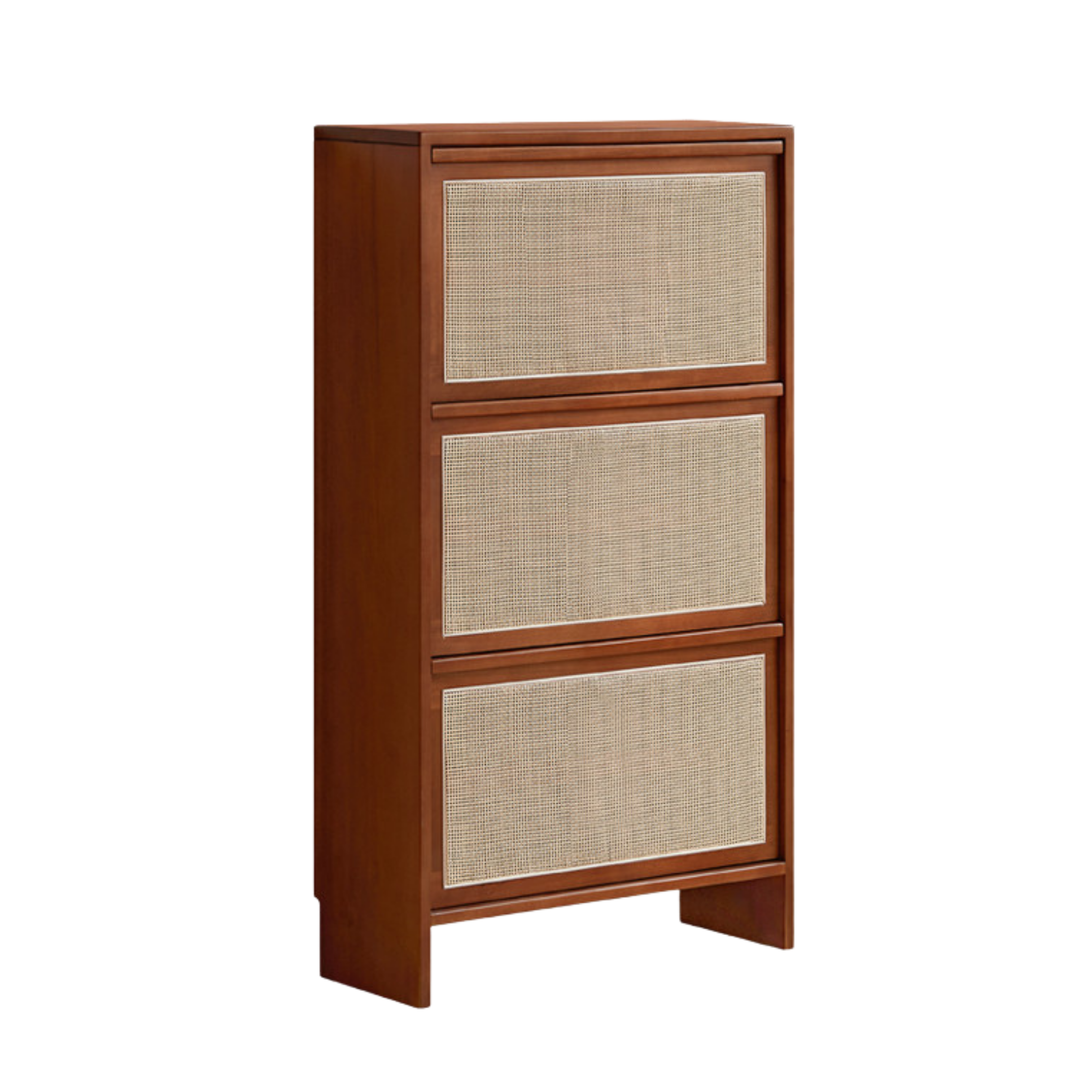Tulipwood Solid Wood Rattan Shoe Cabinet Antique Style
