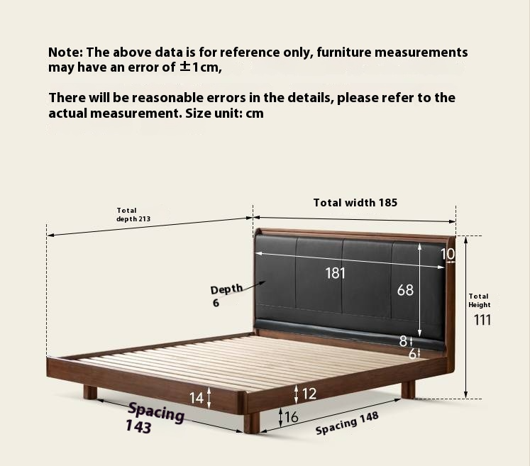 Black Walnut Solid Wood Luxury Leather with Light Bed