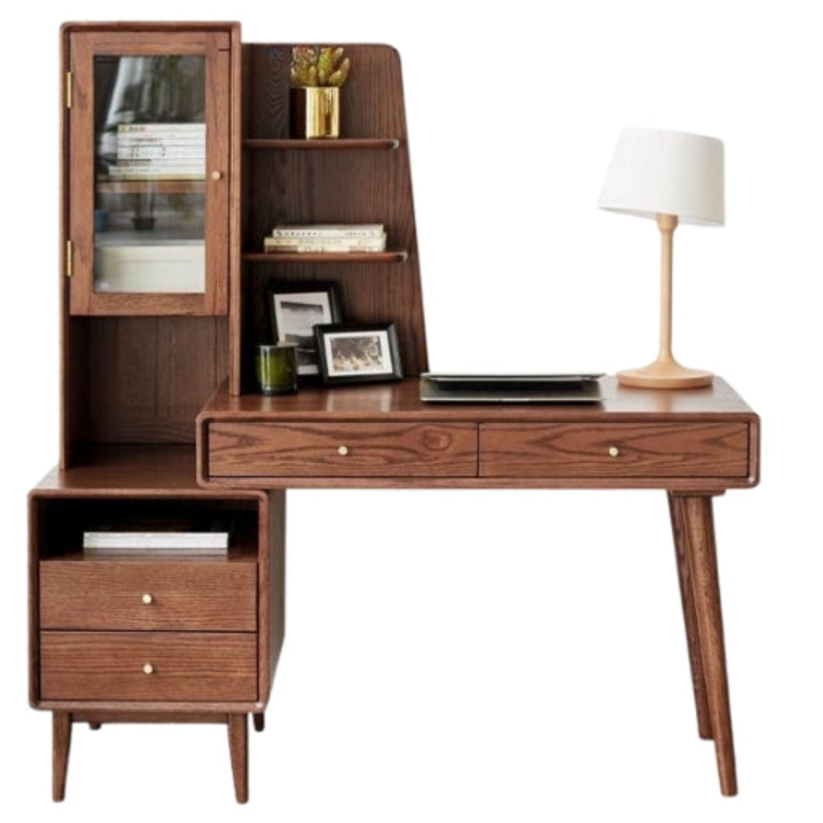 Oak Solid Wood Retractable Computer Desk