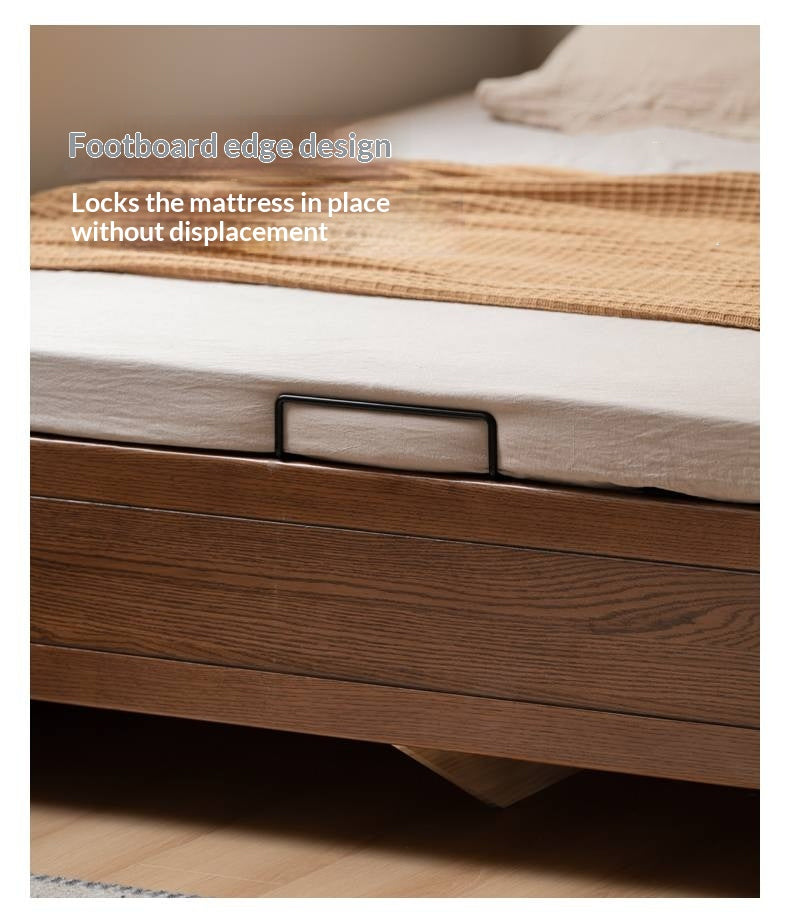 Oak Solid Wood Modern Platform Bed, Headboard-Free Box Bed