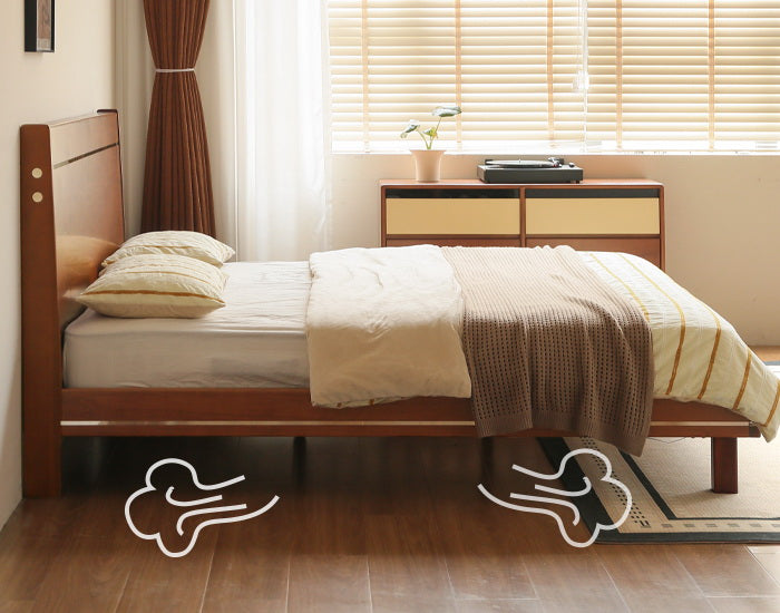 Poplar Solid Wood Luminous Bed Bauhaus Style