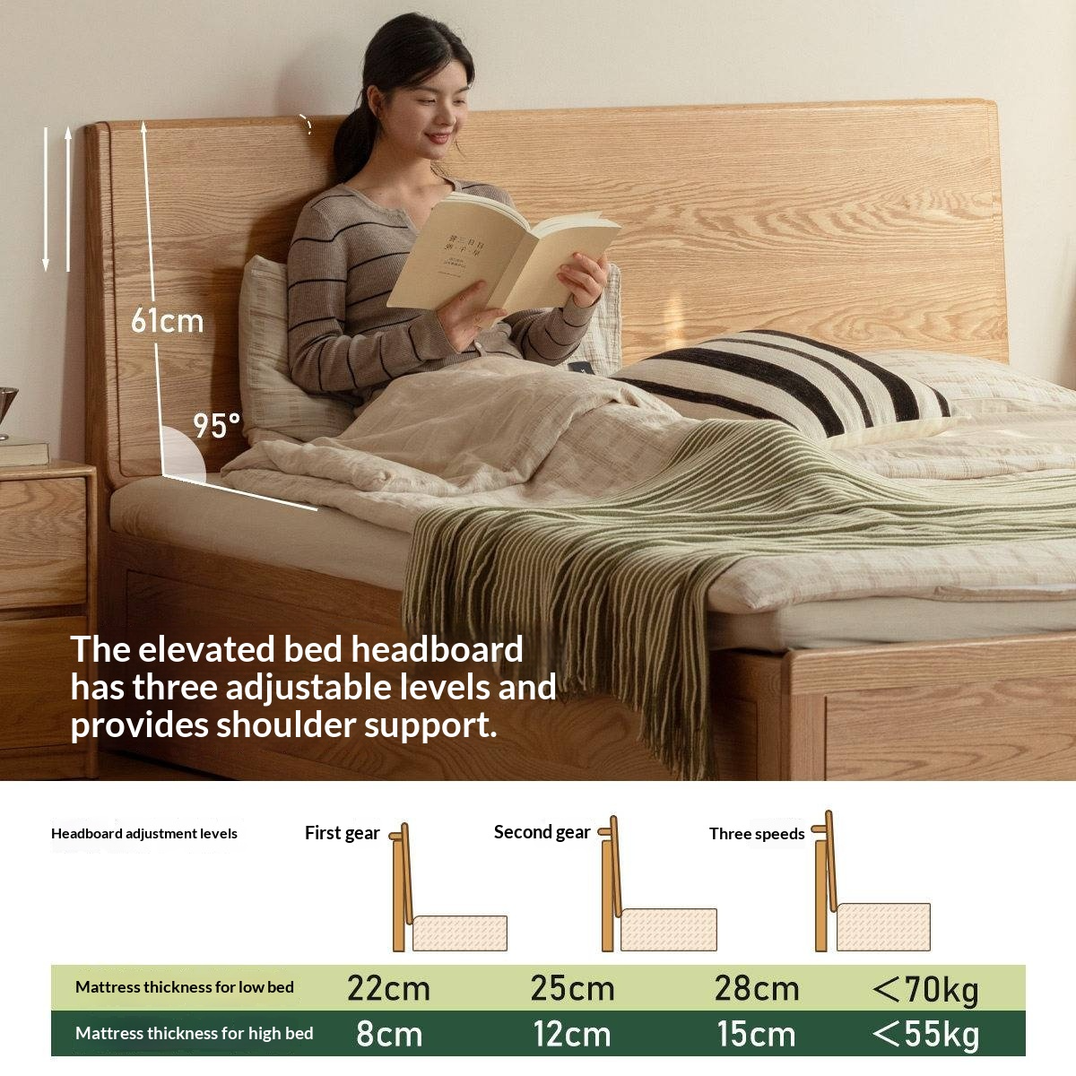 Oak Solid Wood Box Bed — Modern Minimalist Design