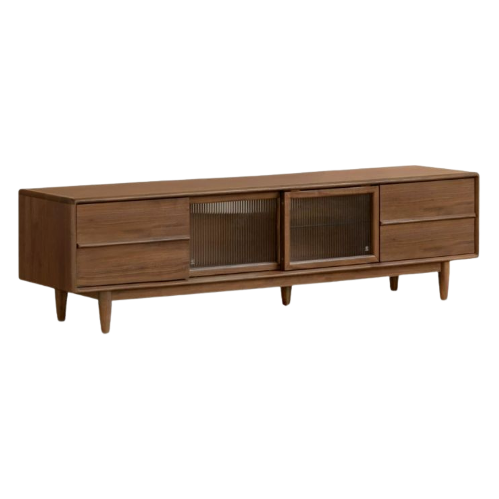 Black Walnut, Ash Solid Wood, Solid Longan Hardwood TV Cabinet with Sliding Door Storage