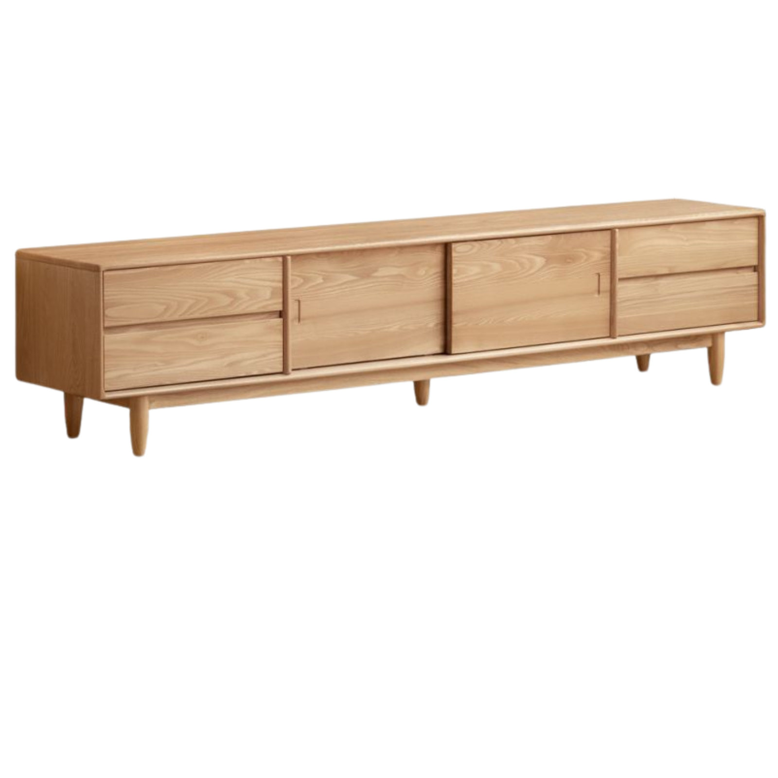 Ash Solid Wood Modern Log Style TV Cabinet