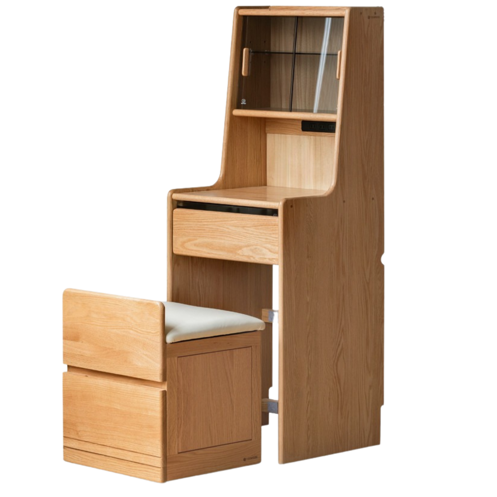Oak, Solid Rubberwood Modern Vanity Table