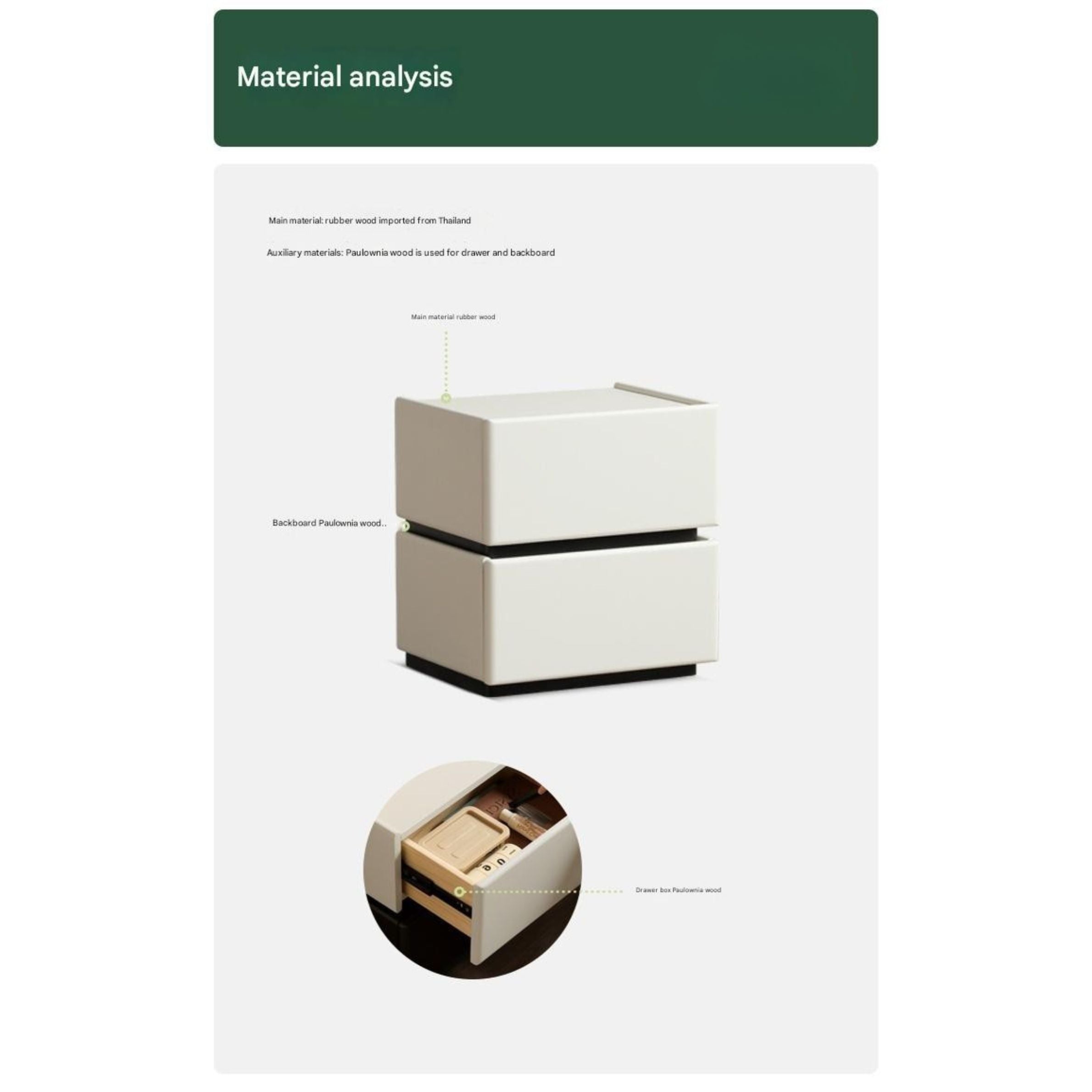 Rubber Solid Wood Modern Nightstand