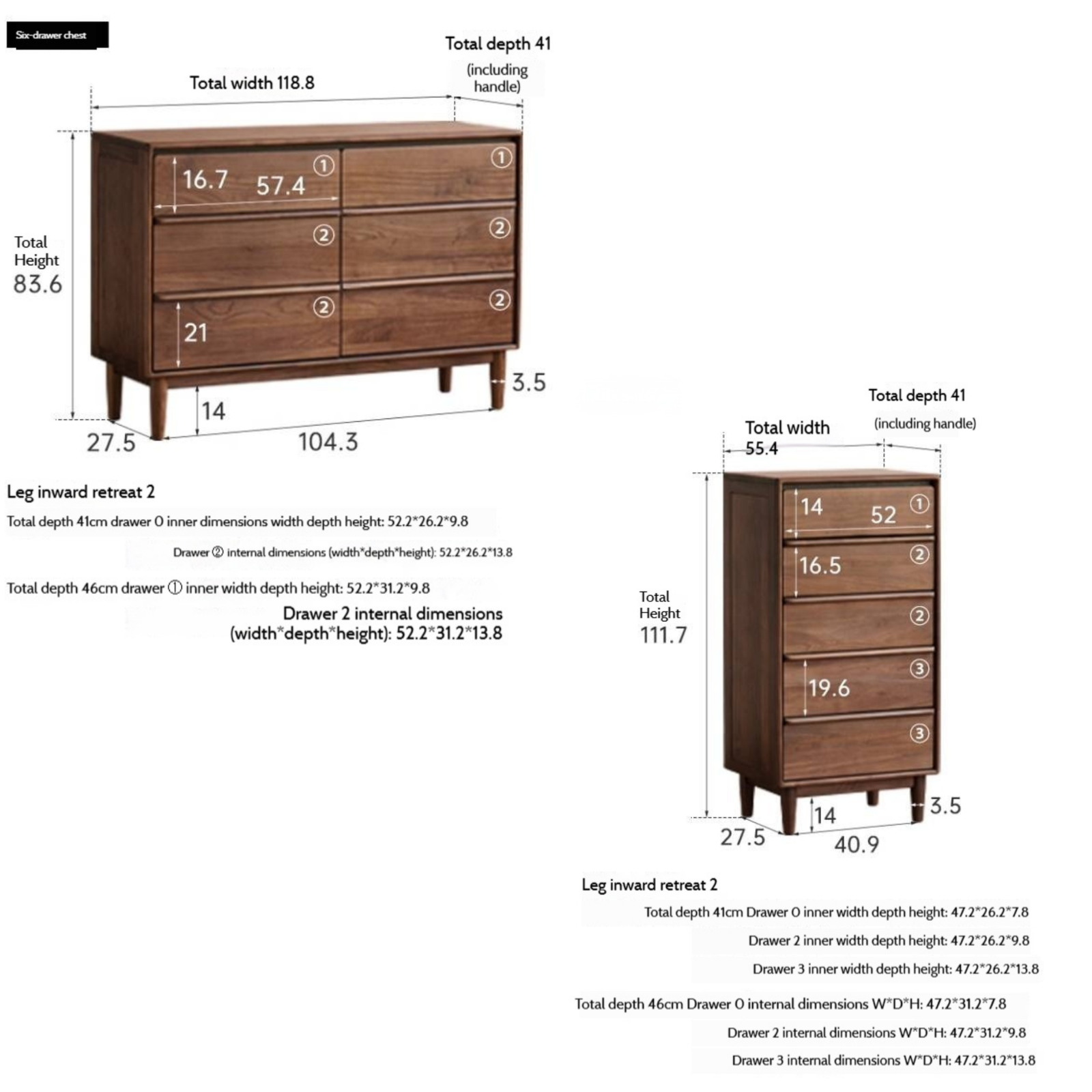 Black Walnut Solid Wood Cabinet Italian Light Luxury Chest of Drawers