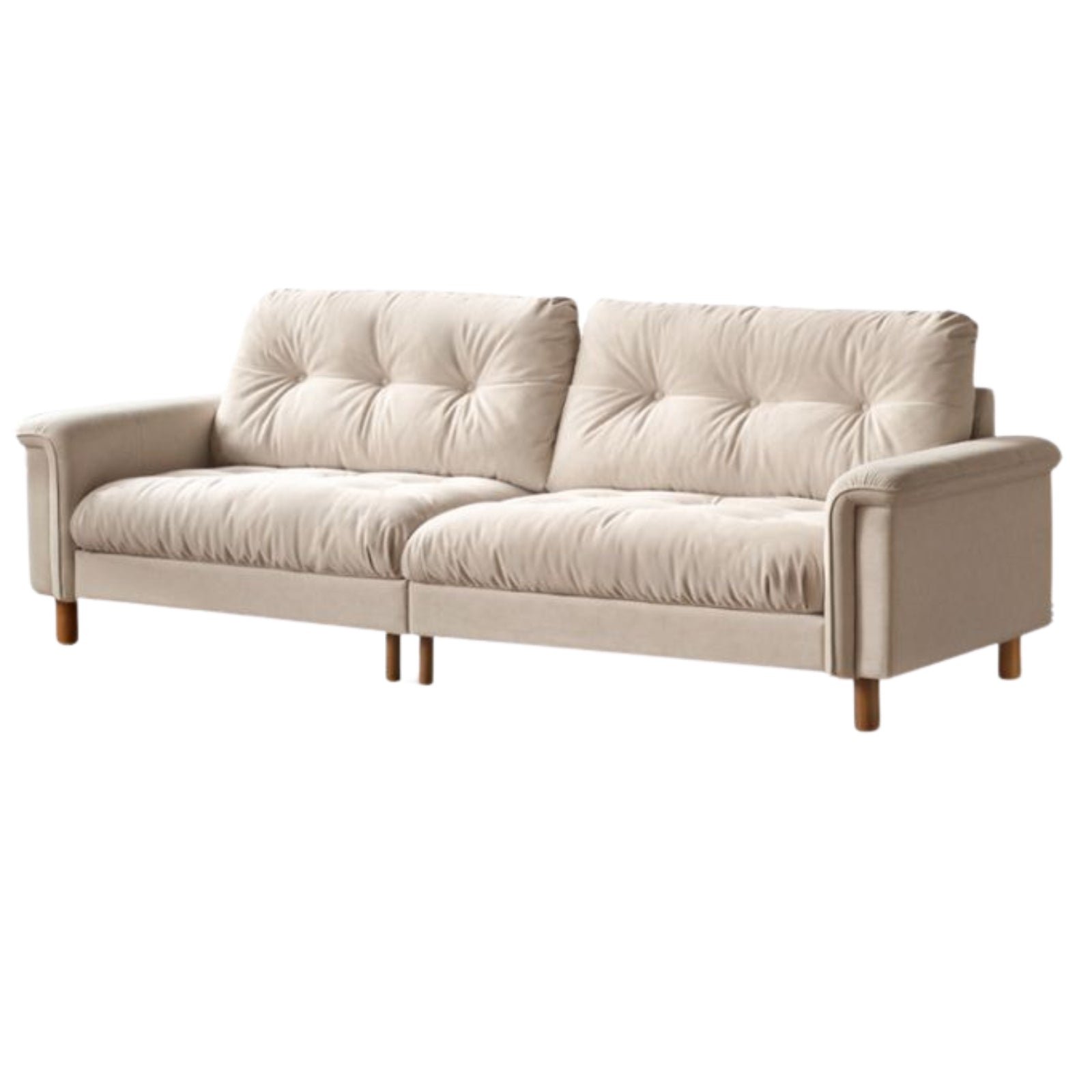 French Retro Fabric Sofa – High-Back with Pet-Friendly Scratch-Resistant Fabric